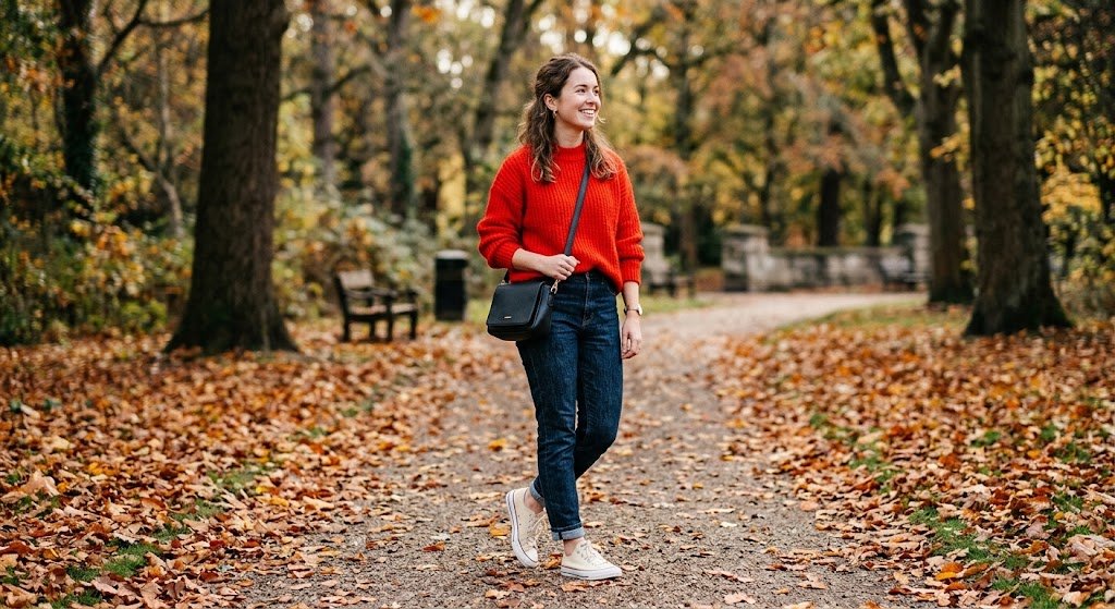 15 Easy Autumn Outfit for Busy Mums 8 Colour Pop Jumper Outfit