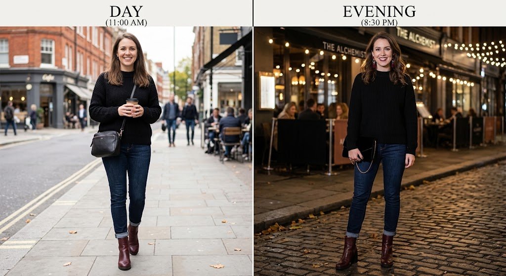 15 Easy Autumn Outfit for Busy Mums 15 Day to Evening Jeans Outfit