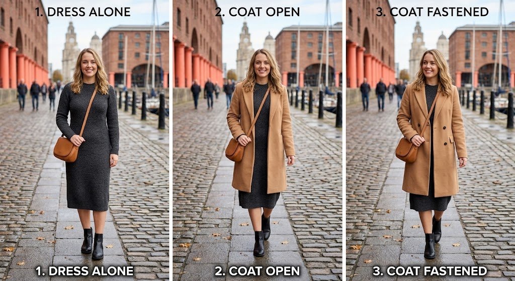 15 Easy Autumn Outfit for Busy Mums 14 Knitted Dress Outfit